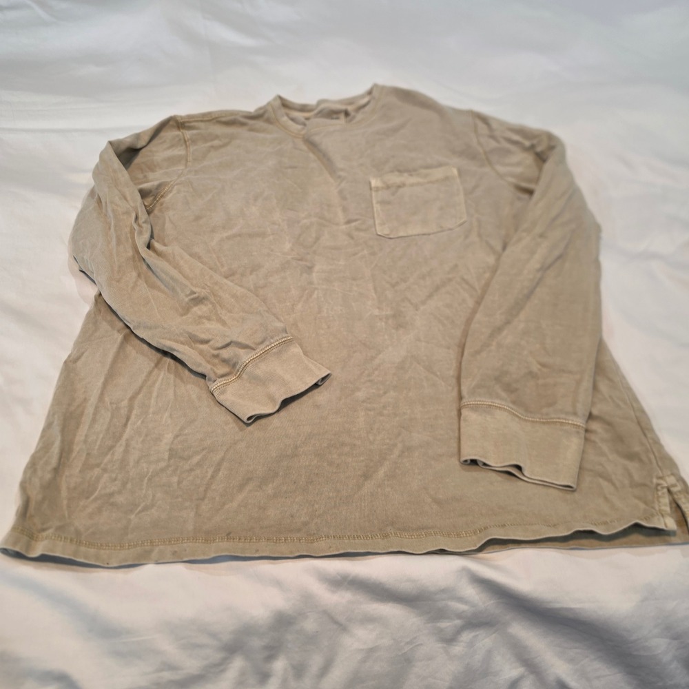 Goodfellow & Co Long Sleeve T-Shirt Mens XL Tan Good Pocket Garment Dyed Tee